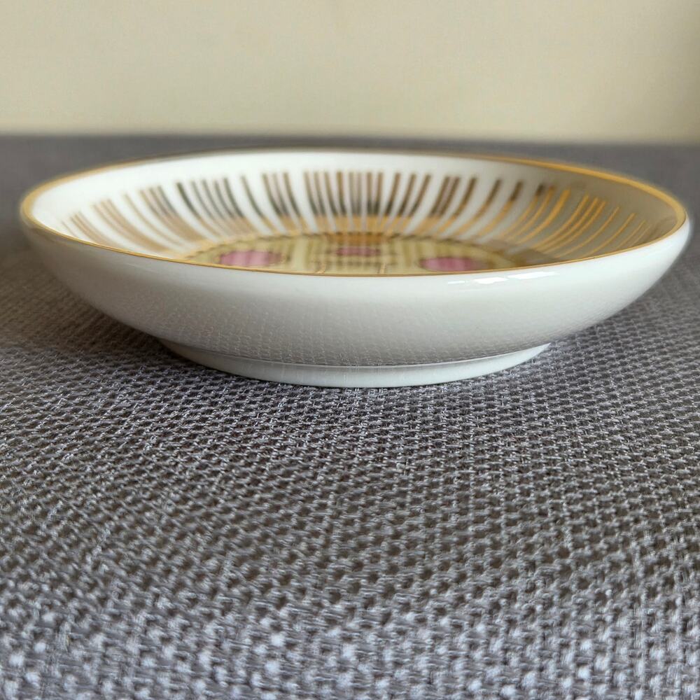 Idlewood Mid-Century Sun Ceramic Celestial Trinket Dish Catchall 10K Gold Rim - Picture 3 of 10